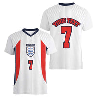 Custom England National Football Women V-Neck T-Shirt Retro Style-Inspired 1998 - Wonder Print Shop