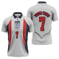 Custom England National Football Zipper Polo Shirt Retro Style-Inspired 1998 - Wonder Print Shop