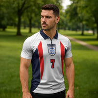 Custom England National Football Zipper Polo Shirt Retro Style-Inspired 1998 - Wonder Print Shop