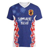 Custom Japan National Football Women V-Neck T-Shirt Retro Style-Inspired 1998 - Wonder Print Shop