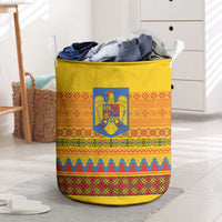 Romania Merry Christmas Laundry Basket Romania Emblem Traditional Folk Art - Wonder Print Shop