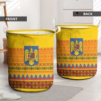 Romania Merry Christmas Laundry Basket Romania Emblem Traditional Folk Art - Wonder Print Shop