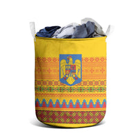 Romania Merry Christmas Laundry Basket Romania Emblem Traditional Folk Art - Wonder Print Shop