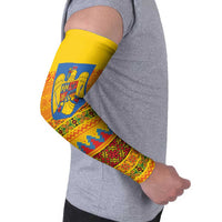 Romania Merry Christmas Arm Sleeves Romania Emblem Traditional Folk Art - Wonder Print Shop
