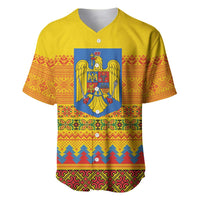 Romania Merry Christmas Baseball Jersey Romania Emblem Traditional Folk Art - Wonder Print Shop