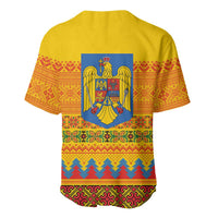 Romania Merry Christmas Baseball Jersey Romania Emblem Traditional Folk Art - Wonder Print Shop