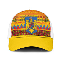 Romania Merry Christmas Baseball Net Cap Romania Emblem Traditional Folk Art - Wonder Print Shop