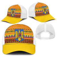 Romania Merry Christmas Baseball Net Cap Romania Emblem Traditional Folk Art - Wonder Print Shop