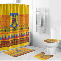 Romania Merry Christmas Bathroom Set Romania Emblem Traditional Folk Art - Wonder Print Shop