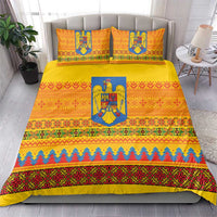 Romania Merry Christmas Bedding Set Romania Emblem Traditional Folk Art - Wonder Print Shop