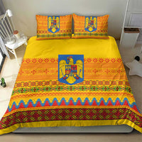 Romania Merry Christmas Bedding Set Romania Emblem Traditional Folk Art - Wonder Print Shop