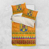 Romania Merry Christmas Bedding Set Romania Emblem Traditional Folk Art - Wonder Print Shop