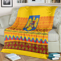 Romania Merry Christmas Blanket Romania Emblem Traditional Folk Art - Wonder Print Shop