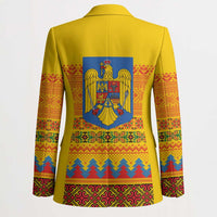 Romania Merry Christmas Blazer Romania Emblem Traditional Folk Art - Wonder Print Shop
