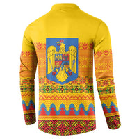 Romania Merry Christmas Button Sweatshirt Romania Emblem Traditional Folk Art - Wonder Print Shop
