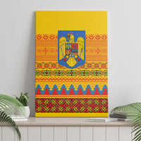Romania Merry Christmas Canvas Wall Art Romania Emblem Traditional Folk Art - Wonder Print Shop