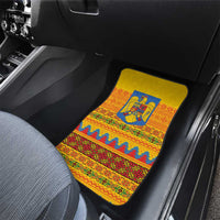 Romania Merry Christmas Car Mats Romania Emblem Traditional Folk Art - Wonder Print Shop