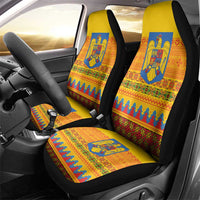 Romania Merry Christmas Car Seat Cover Romania Emblem Traditional Folk Art - Wonder Print Shop