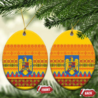 Romania Merry Christmas Ceramic Ornament Romania Emblem Traditional Folk Art - Wonder Print Shop