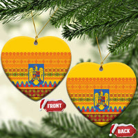 Romania Merry Christmas Ceramic Ornament Romania Emblem Traditional Folk Art - Wonder Print Shop