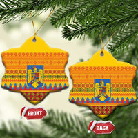 Romania Merry Christmas Ceramic Ornament Romania Emblem Traditional Folk Art - Wonder Print Shop