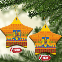 Romania Merry Christmas Ceramic Ornament Romania Emblem Traditional Folk Art - Wonder Print Shop