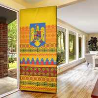 Romania Merry Christmas Door Cover Romania Emblem Traditional Folk Art - Wonder Print Shop
