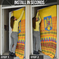 Romania Merry Christmas Door Cover Romania Emblem Traditional Folk Art - Wonder Print Shop