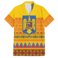 Romania Merry Christmas Family Matching Long Sleeve Bodycon Dress and Hawaiian Shirt Romania Emblem Traditional Folk Art - Wonder Print Shop