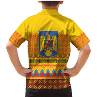 Romania Merry Christmas Family Matching Mermaid Dress and Hawaiian Shirt Romania Emblem Traditional Folk Art - Wonder Print Shop