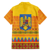 Romania Merry Christmas Family Matching Off Shoulder Short Dress and Hawaiian Shirt Romania Emblem Traditional Folk Art - Wonder Print Shop