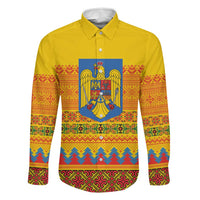 Romania Merry Christmas Family Matching Off Shoulder Short Dress and Hawaiian Shirt Romania Emblem Traditional Folk Art - Wonder Print Shop