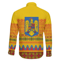 Romania Merry Christmas Family Matching Off Shoulder Short Dress and Hawaiian Shirt Romania Emblem Traditional Folk Art - Wonder Print Shop