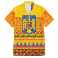 Romania Merry Christmas Family Matching Short Sleeve Bodycon Dress and Hawaiian Shirt Romania Emblem Traditional Folk Art - Wonder Print Shop