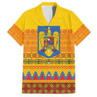 Romania Merry Christmas Family Matching Short Sleeve Bodycon Dress and Hawaiian Shirt Romania Emblem Traditional Folk Art - Wonder Print Shop