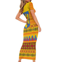 Romania Merry Christmas Family Matching Short Sleeve Bodycon Dress and Hawaiian Shirt Romania Emblem Traditional Folk Art - Wonder Print Shop