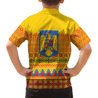 Romania Merry Christmas Family Matching Tank Maxi Dress and Hawaiian Shirt Romania Emblem Traditional Folk Art - Wonder Print Shop