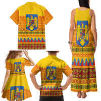 Romania Merry Christmas Family Matching Tank Maxi Dress and Hawaiian Shirt Romania Emblem Traditional Folk Art - Wonder Print Shop