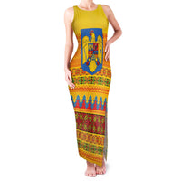 Romania Merry Christmas Family Matching Tank Maxi Dress and Hawaiian Shirt Romania Emblem Traditional Folk Art - Wonder Print Shop