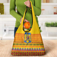 Romania Merry Christmas Grocery Bag Romania Emblem Traditional Folk Art - Wonder Print Shop