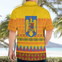 Romania Merry Christmas Hawaiian Shirt Romania Emblem Traditional Folk Art - Wonder Print Shop