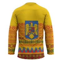 Romania Merry Christmas Hockey Jersey Romania Emblem Traditional Folk Art - Wonder Print Shop