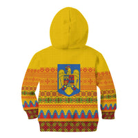 Romania Merry Christmas Kid Hoodie Romania Emblem Traditional Folk Art - Wonder Print Shop