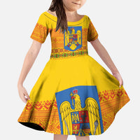 Romania Merry Christmas Kid Short Sleeve Dress Romania Emblem Traditional Folk Art - Wonder Print Shop