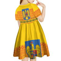 Romania Merry Christmas Kid Short Sleeve Dress Romania Emblem Traditional Folk Art - Wonder Print Shop