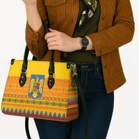 Romania Merry Christmas Leather Bag Romania Emblem Traditional Folk Art - Wonder Print Shop