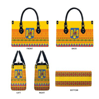 Romania Merry Christmas Leather Bag Romania Emblem Traditional Folk Art - Wonder Print Shop