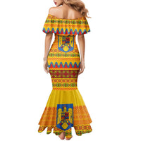 Romania Merry Christmas Mermaid Dress Romania Emblem Traditional Folk Art - Wonder Print Shop