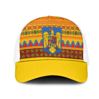 Romania Merry Christmas Mesh Trucker Cap Romania Emblem Traditional Folk Art - Wonder Print Shop