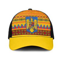 Romania Merry Christmas Mesh Trucker Cap Romania Emblem Traditional Folk Art - Wonder Print Shop
